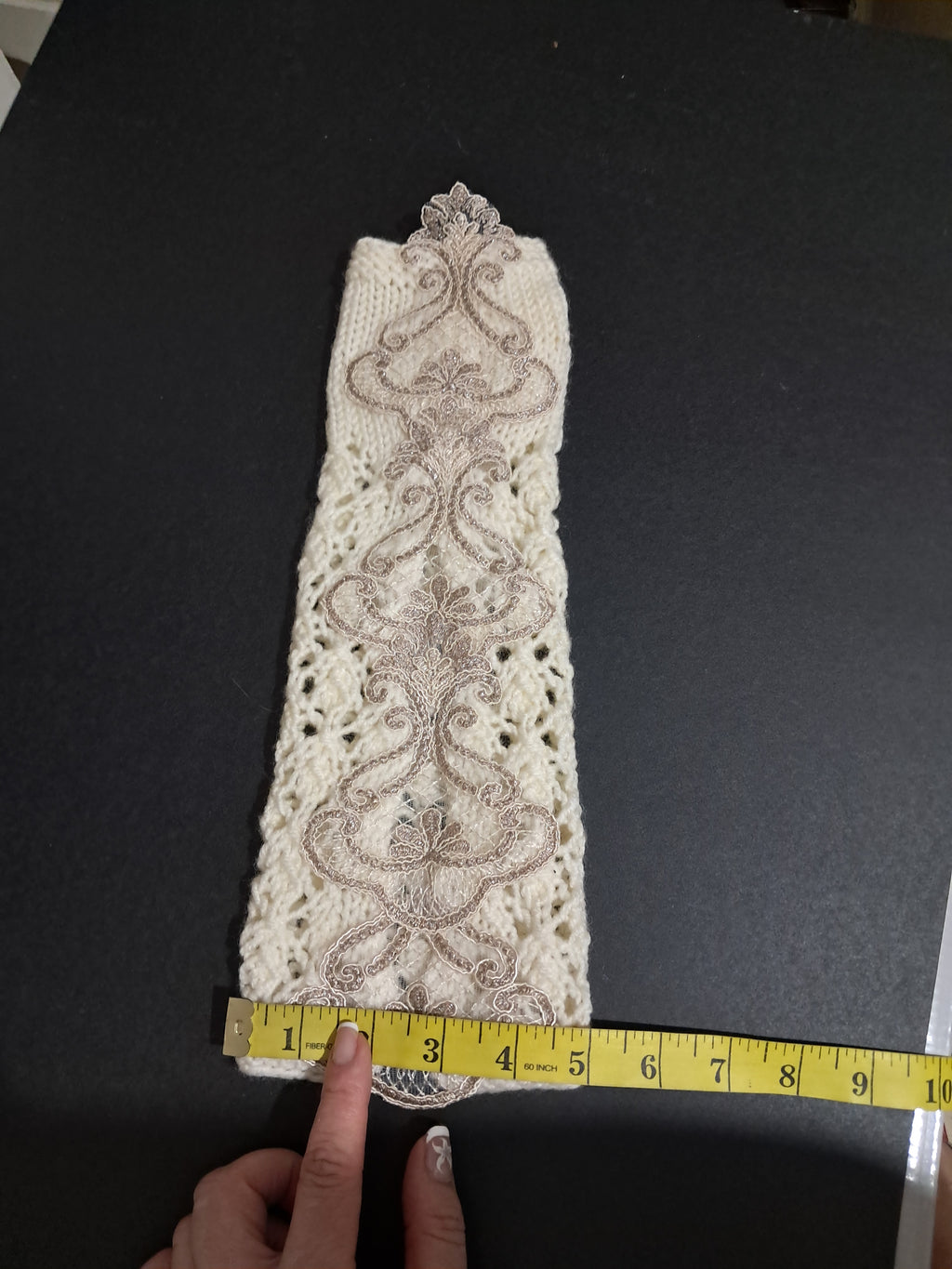 Hand Knit Lace Wrist Warmers | Victorian Fingerless Gloves | Romantic Ivory Arm Warmers | Elegant Gift for Her