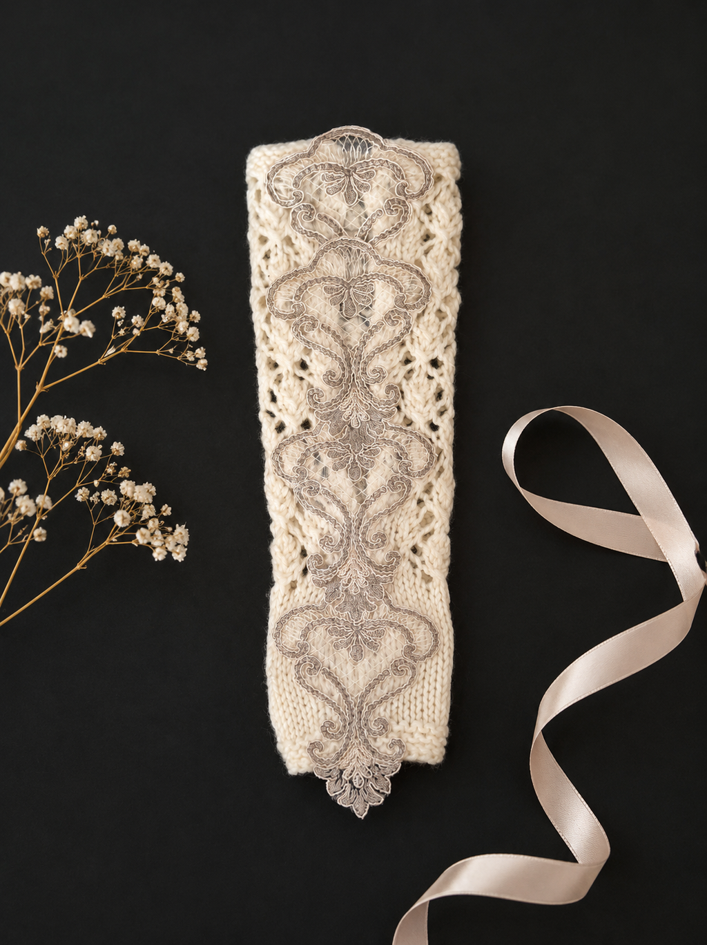 Hand Knit Lace Wrist Warmers | Victorian Fingerless Gloves | Romantic Ivory Arm Warmers | Elegant Gift for Her