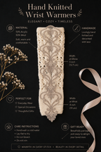 Hand Knit Lace Wrist Warmers | Victorian Fingerless Gloves | Romantic Ivory Arm Warmers | Elegant Gift for Her