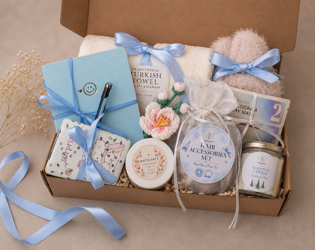 Pamper Gift Box for Her | Turkish Towel, Candle & Bath Set | Thoughtful Gift