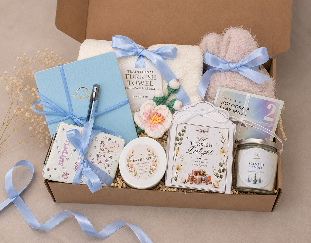 Pamper Gift Box for Her | Turkish Towel, Candle & Bath Set | Thoughtful Gift