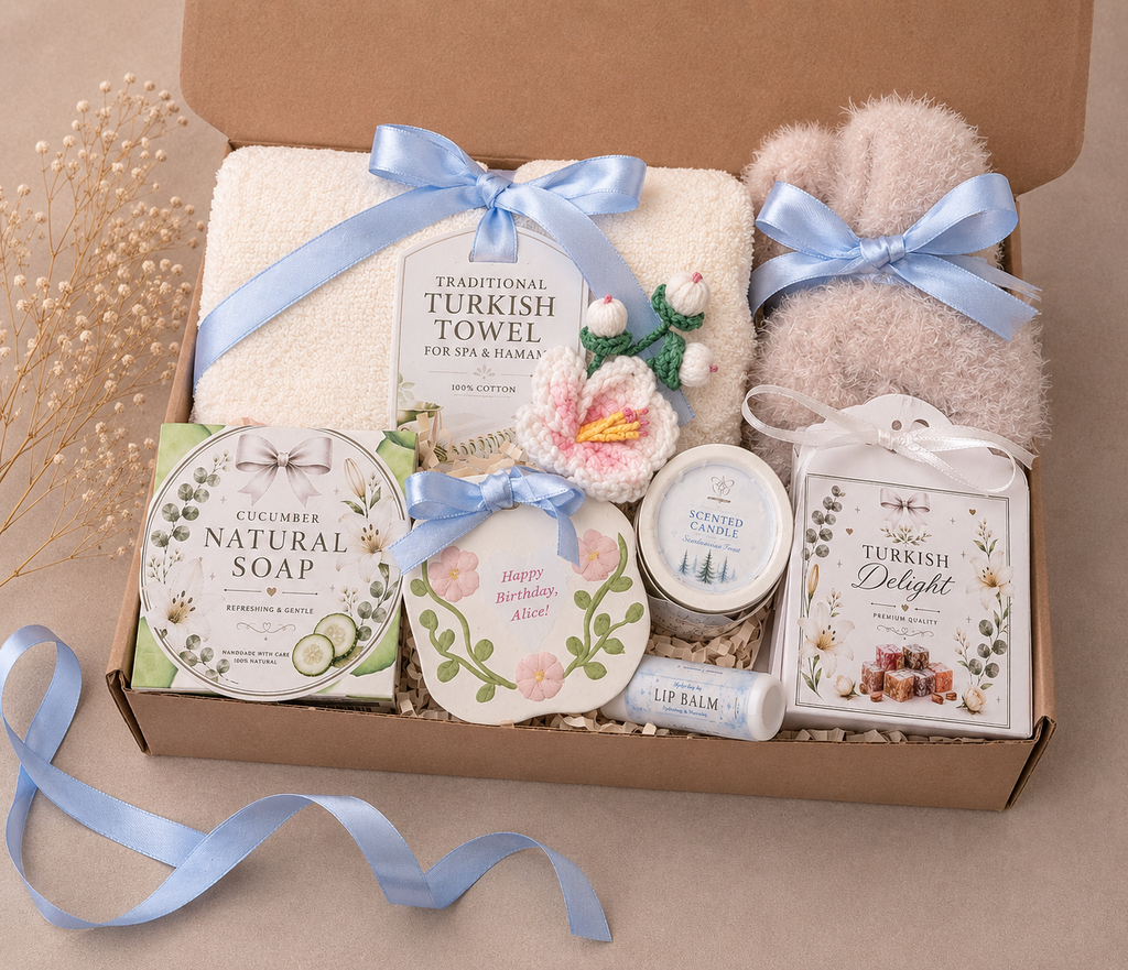 Pamper Gift Box for Her | Turkish Towel, Candle & Bath Set | Thoughtful Gift