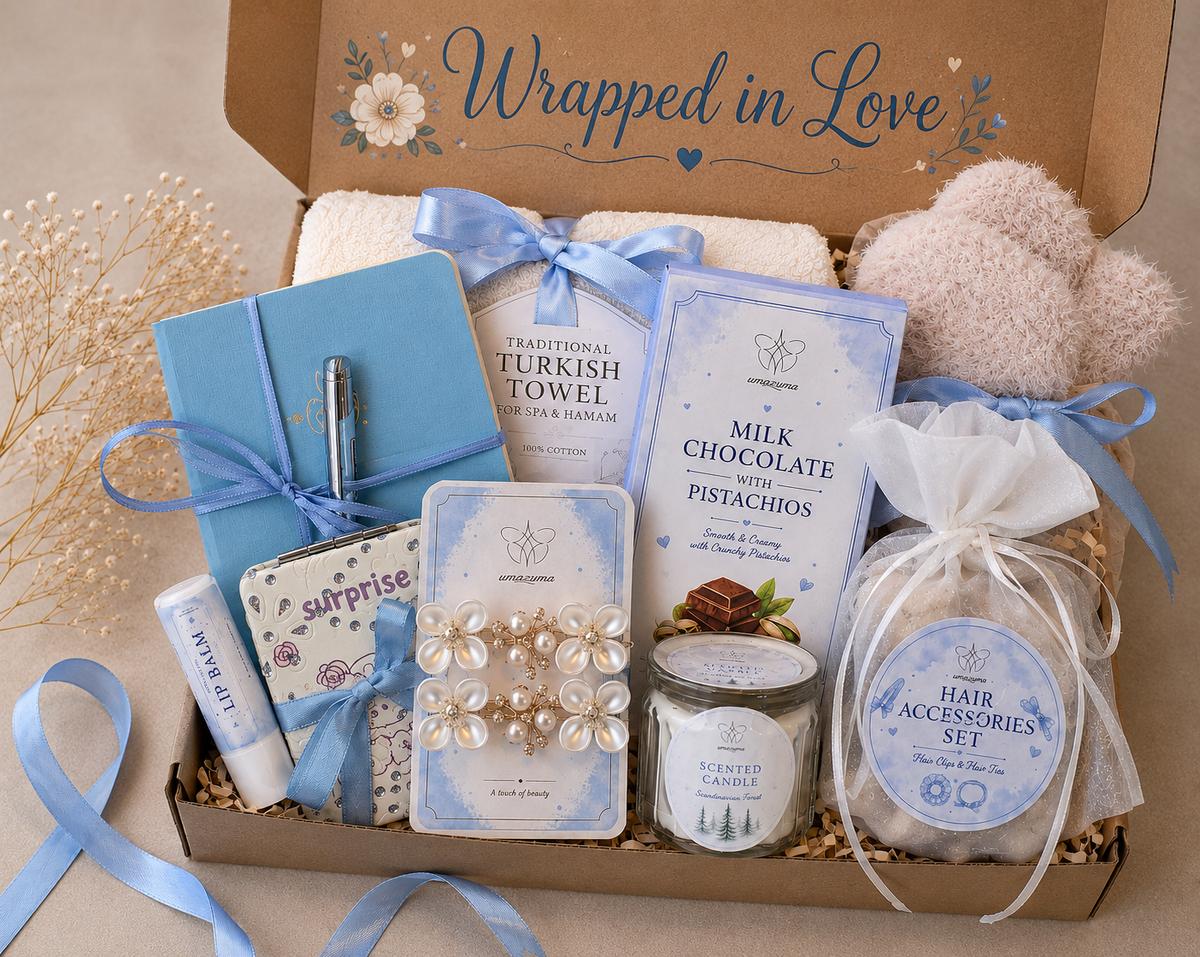 Pamper Gift Box for Her | Turkish Towel, Candle & Bath Set | Thoughtful Gift