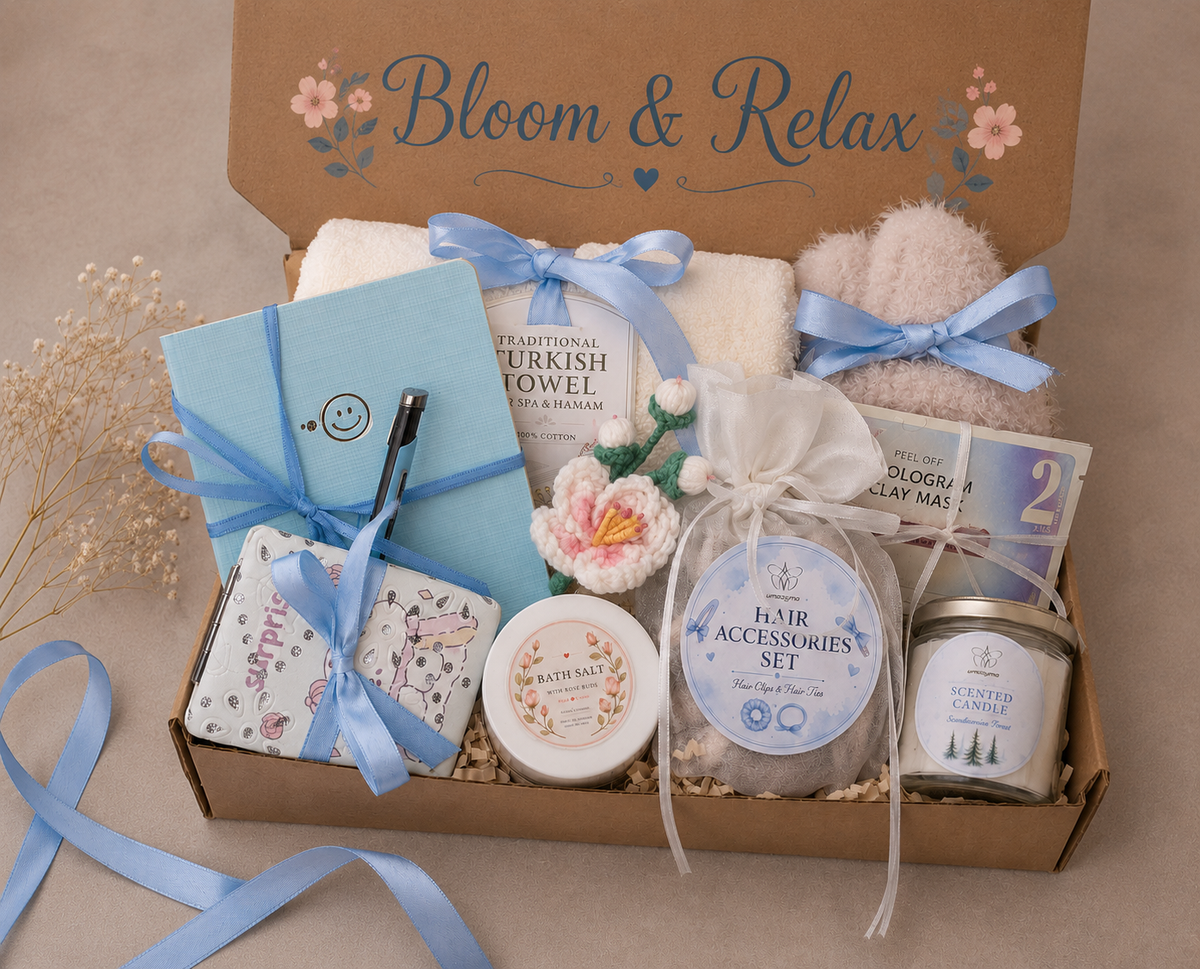 Pamper Gift Box for Her | Turkish Towel, Candle & Bath Set | Thoughtful Gift