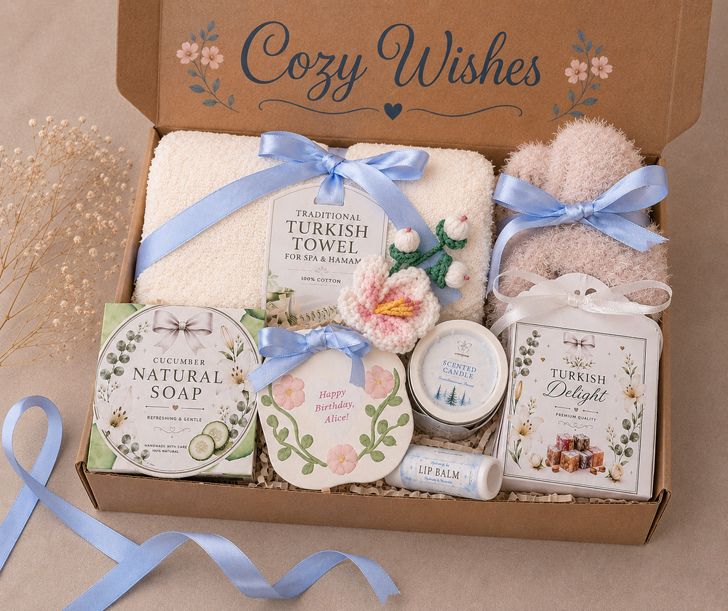 Pamper Gift Box for Her | Turkish Towel, Candle & Bath Set | Thoughtful Gift