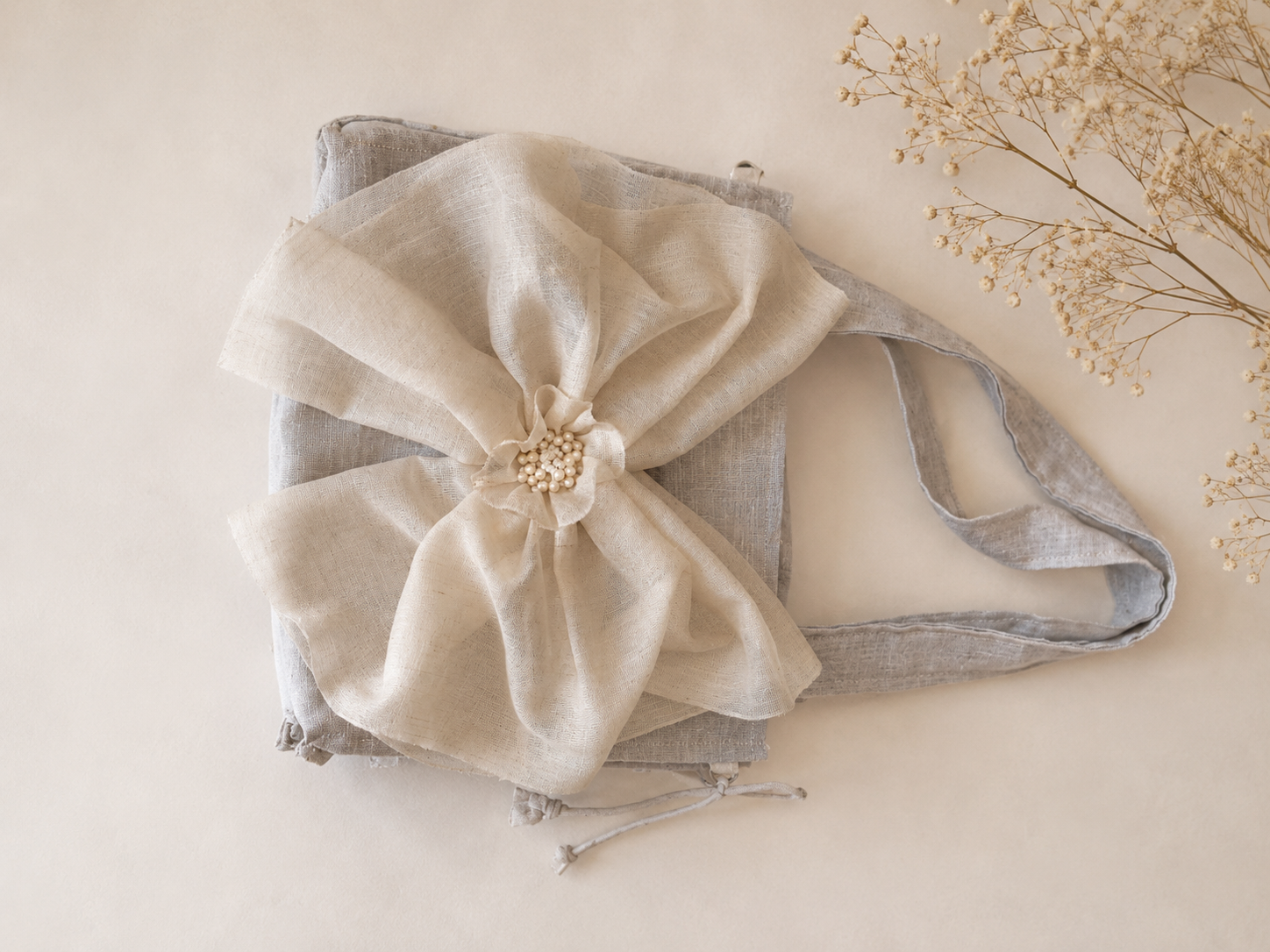 Handmade Bow Tote Bag | Romantic Fabric Shoulder Bag | Cottagecore Women’s Bag