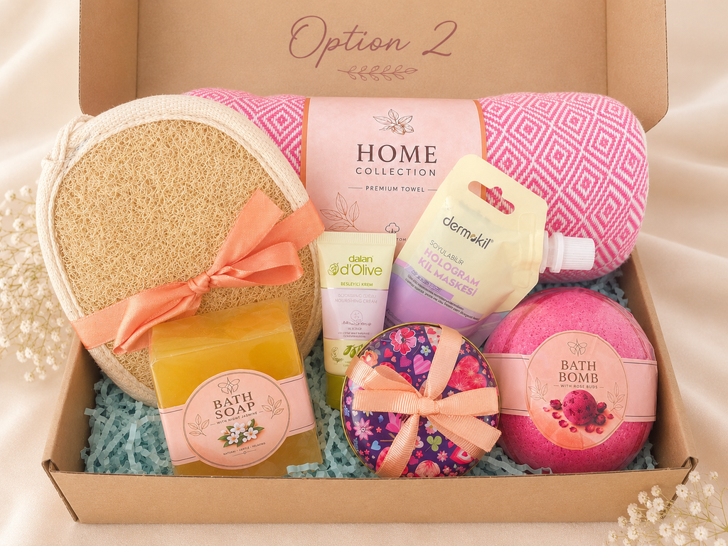 Pink Spa Gift Set | Turkish Towel Gift | Self Care Birthday Gift for Her | Pampering Gift Box