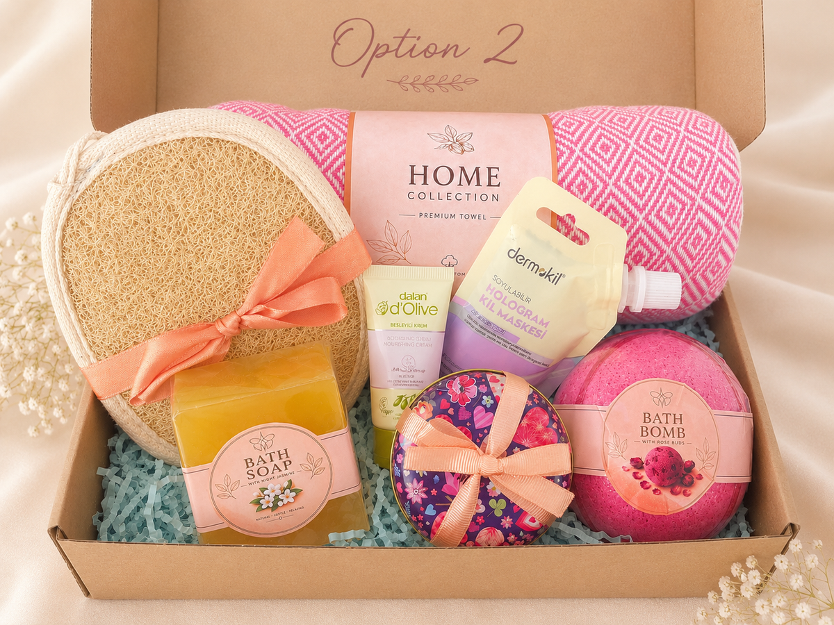 Pink Spa Gift Set | Turkish Towel Gift | Self Care Birthday Gift for Her | Pampering Gift Box