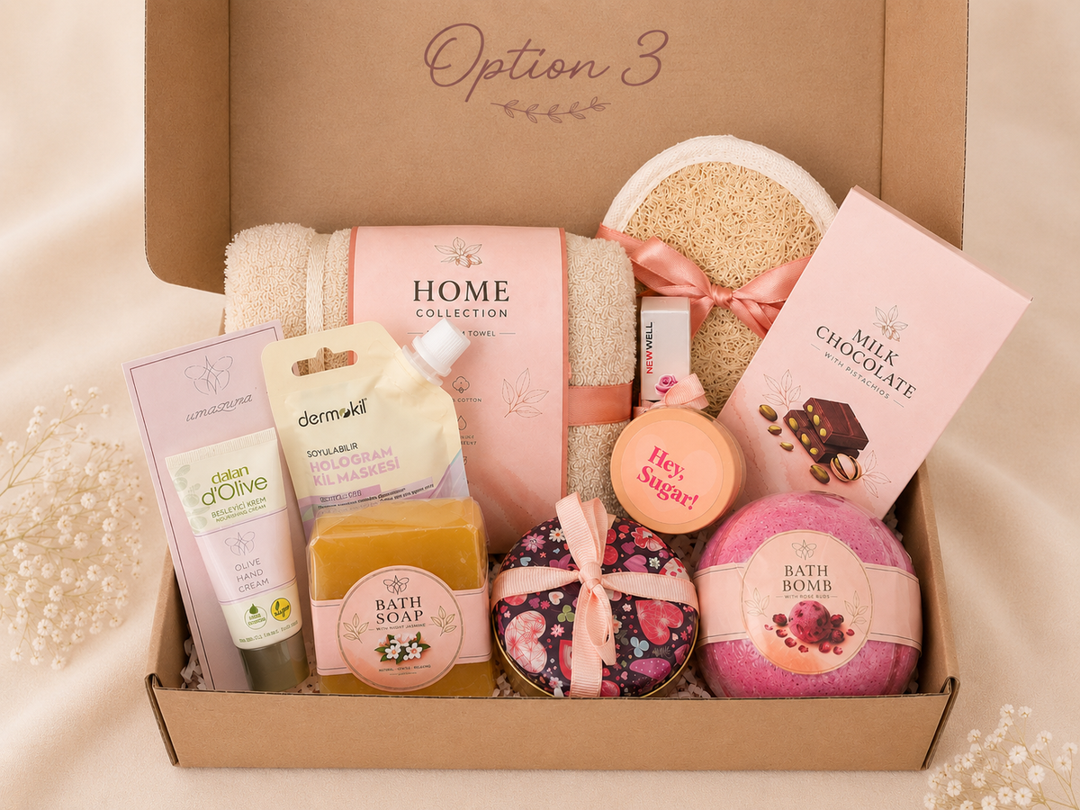 Pink Spa Gift Set | Turkish Towel Gift | Self Care Birthday Gift for Her | Pampering Gift Box
