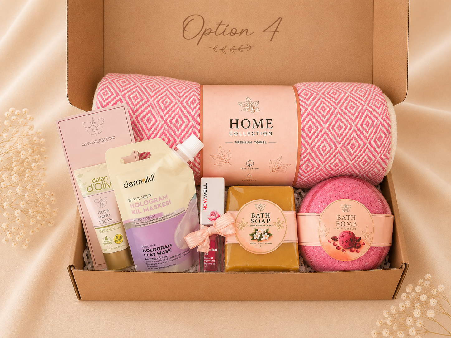 Pink Spa Gift Set | Turkish Towel Gift | Self Care Birthday Gift for Her | Pampering Gift Box