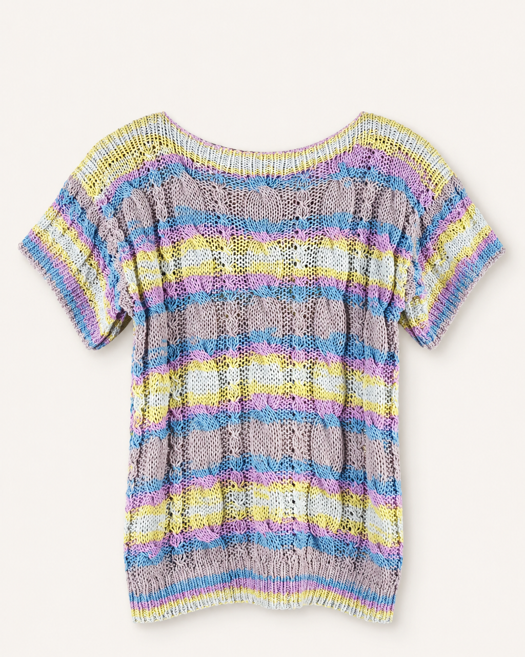 Hand Knit Summer Cotton Sweater | Pastel Lace Knit Top | Lightweight Women’s Pullover | Handmade Summer Top