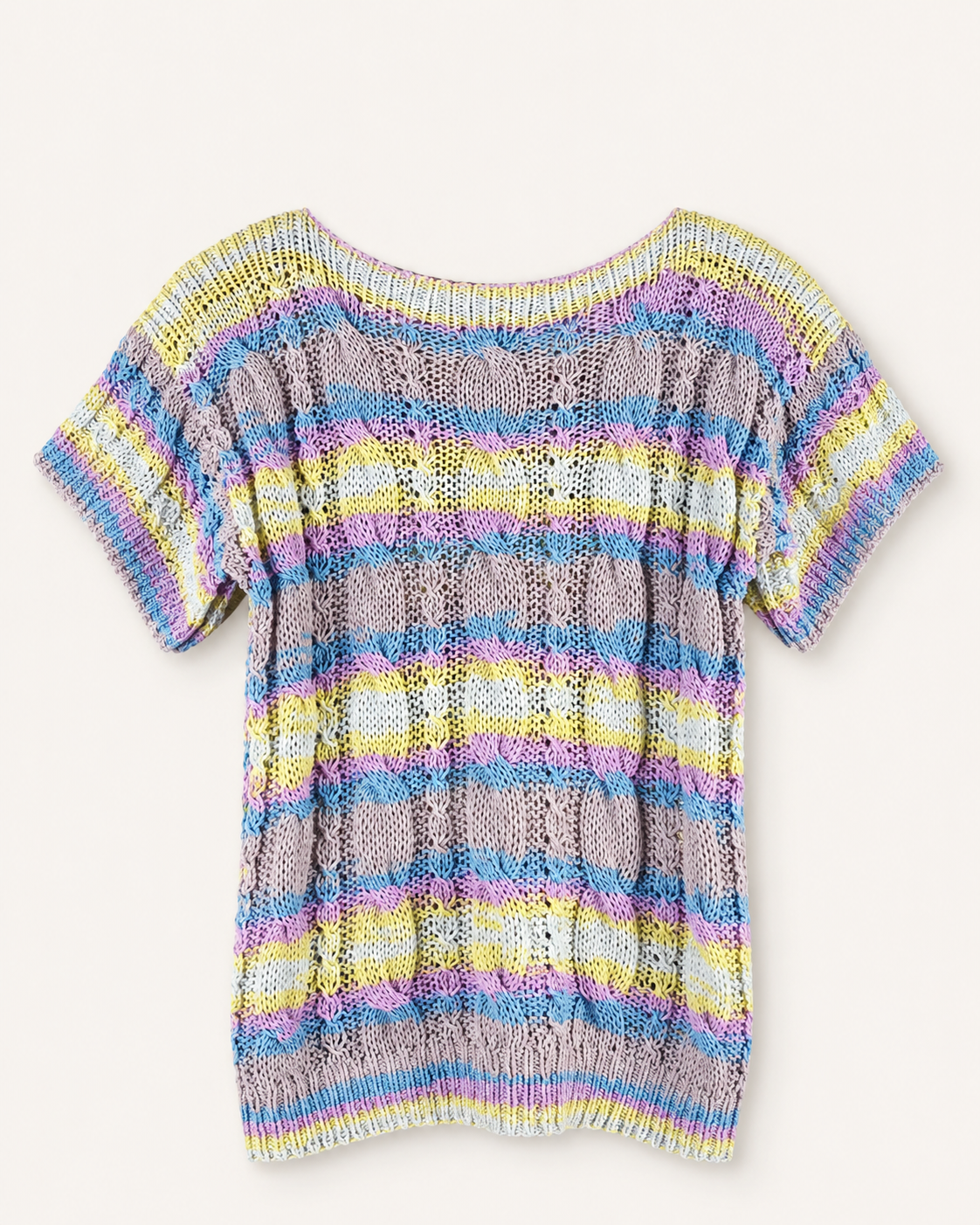 Hand Knit Summer Cotton Sweater | Pastel Lace Knit Top | Lightweight Women’s Pullover | Handmade Summer Top