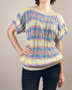 Hand Knit Summer Cotton Sweater | Pastel Lace Knit Top | Lightweight Women’s Pullover | Handmade Summer Top