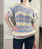 Hand Knit Summer Cotton Sweater | Pastel Lace Knit Top | Lightweight Women’s Pullover | Handmade Summer Top