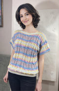 Hand Knit Summer Cotton Sweater | Pastel Lace Knit Top | Lightweight Women’s Pullover | Handmade Summer Top