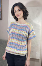 Hand Knit Summer Cotton Sweater | Pastel Lace Knit Top | Lightweight Women’s Pullover | Handmade Summer Top