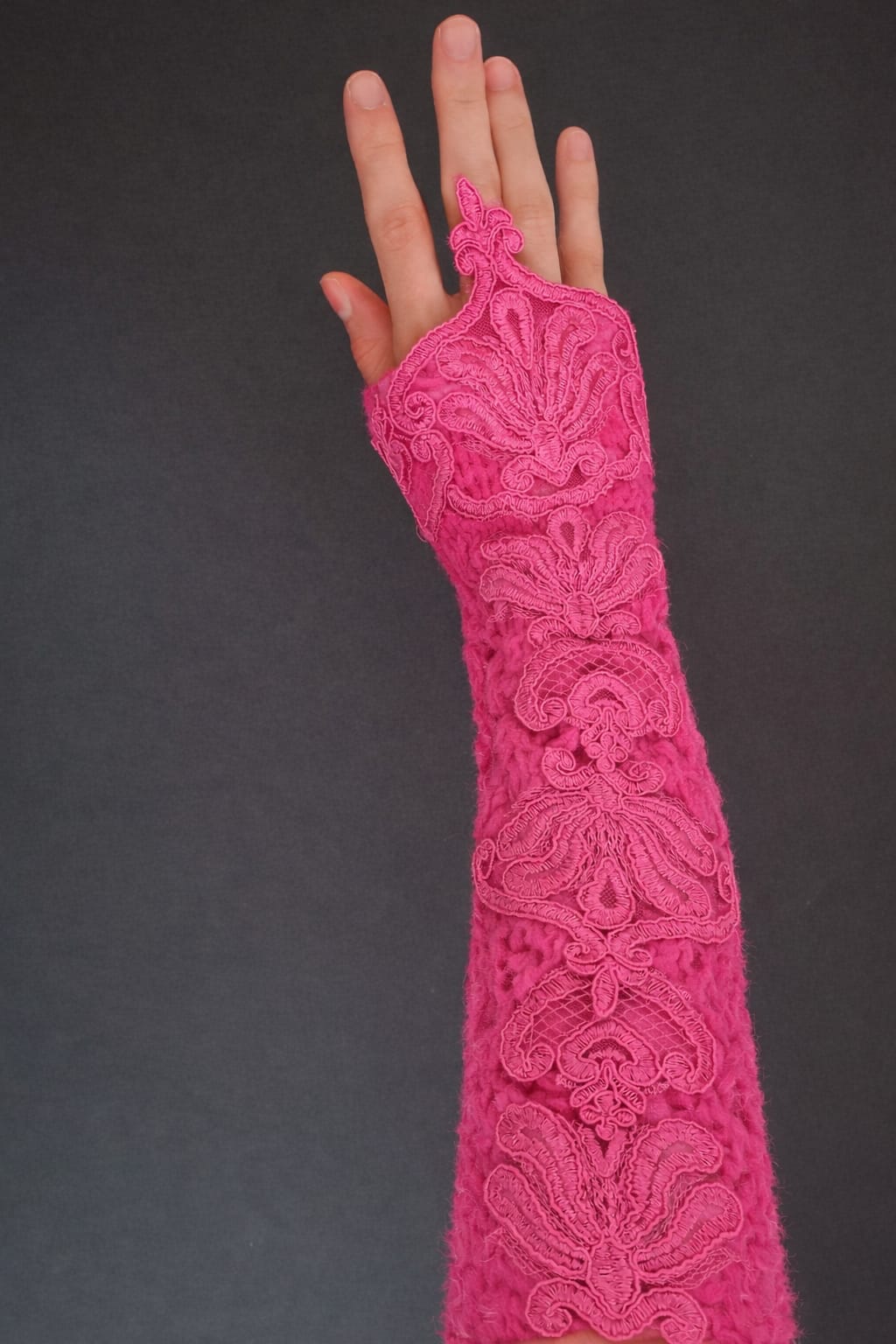 Hand Knit Lace Wrist Warmers | Victorian Fingerless Gloves | Romantic Ivory Arm Warmers | Elegant Gift for Her