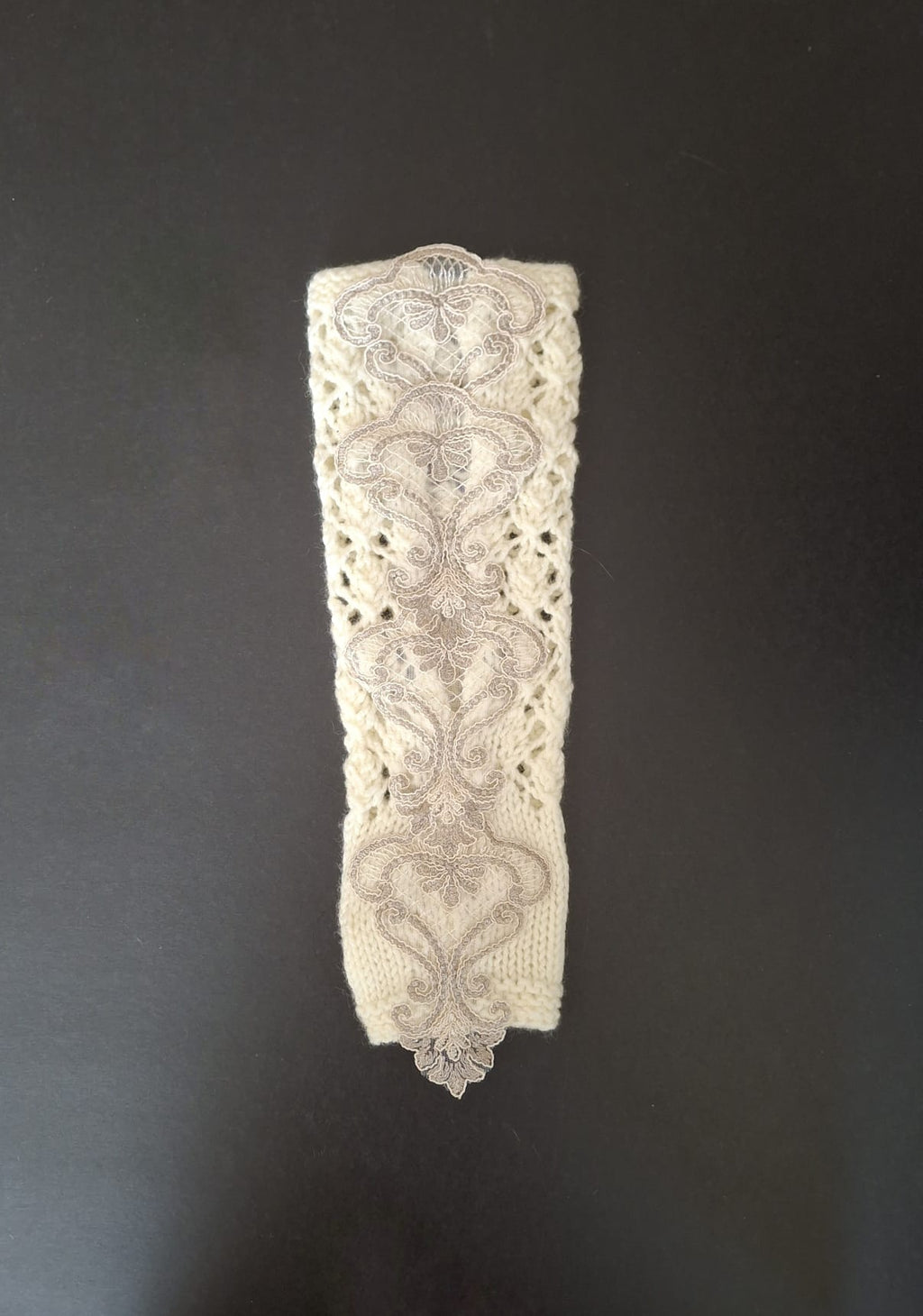 Hand Knit Lace Wrist Warmers | Victorian Fingerless Gloves | Romantic Ivory Arm Warmers | Elegant Gift for Her