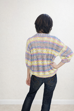 Hand Knit Summer Cotton Sweater | Pastel Lace Knit Top | Lightweight Women’s Pullover | Handmade Summer Top