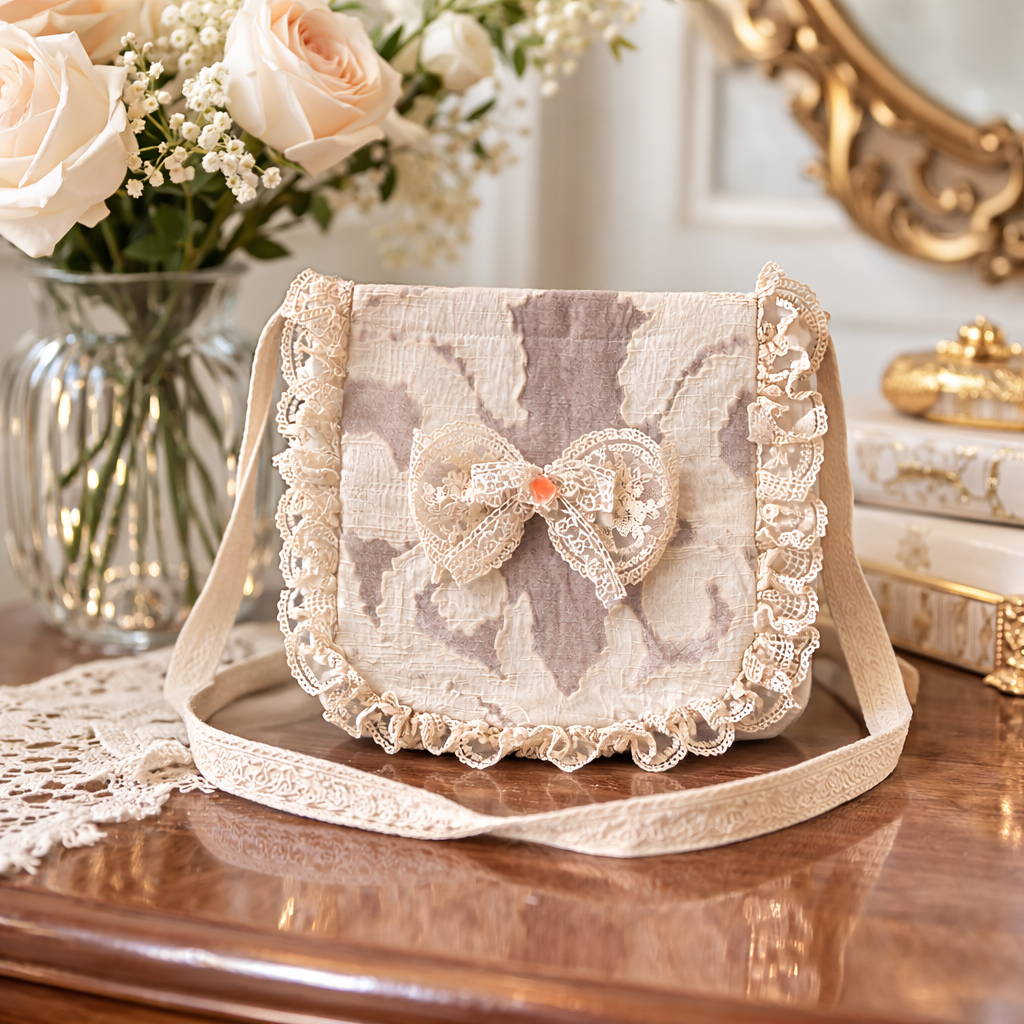 Handmade Lace Crossbody Bag | Romantic Ruffle Shoulder Bag | Vintage Inspired Women’s Purse