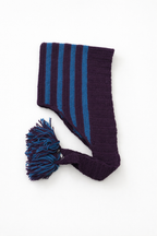 Sophie Hand Knit Striped Scarf | Black & Pink Crochet Scarf with Tassels