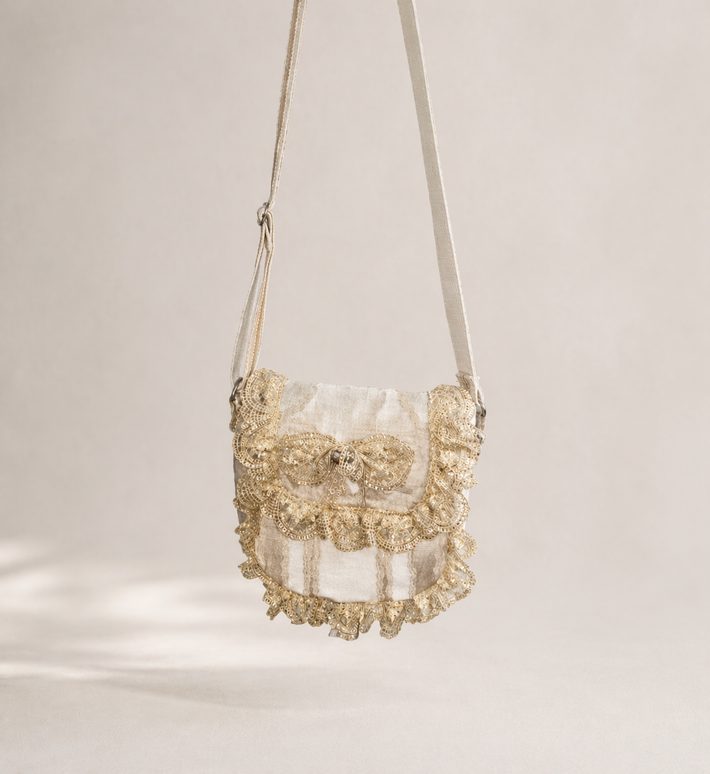Handmade Lace Crossbody Bag | Romantic Ruffle Shoulder Bag | Vintage Inspired Women’s Purse