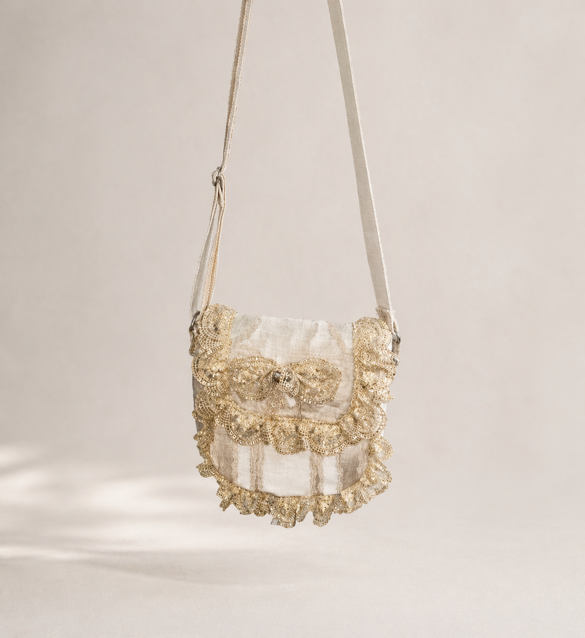 Handmade Lace Crossbody Bag | Romantic Ruffle Shoulder Bag | Vintage Inspired Women’s Purse