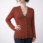 Hand Knit Dusty Rose Cardigan | Lace Trim Button Up Sweater | Romantic Knit Cardigan for Women