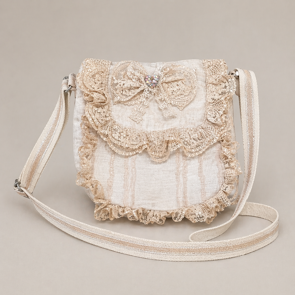 Handmade Lace Crossbody Bag | Romantic Ruffle Shoulder Bag | Vintage Inspired Women’s Purse
